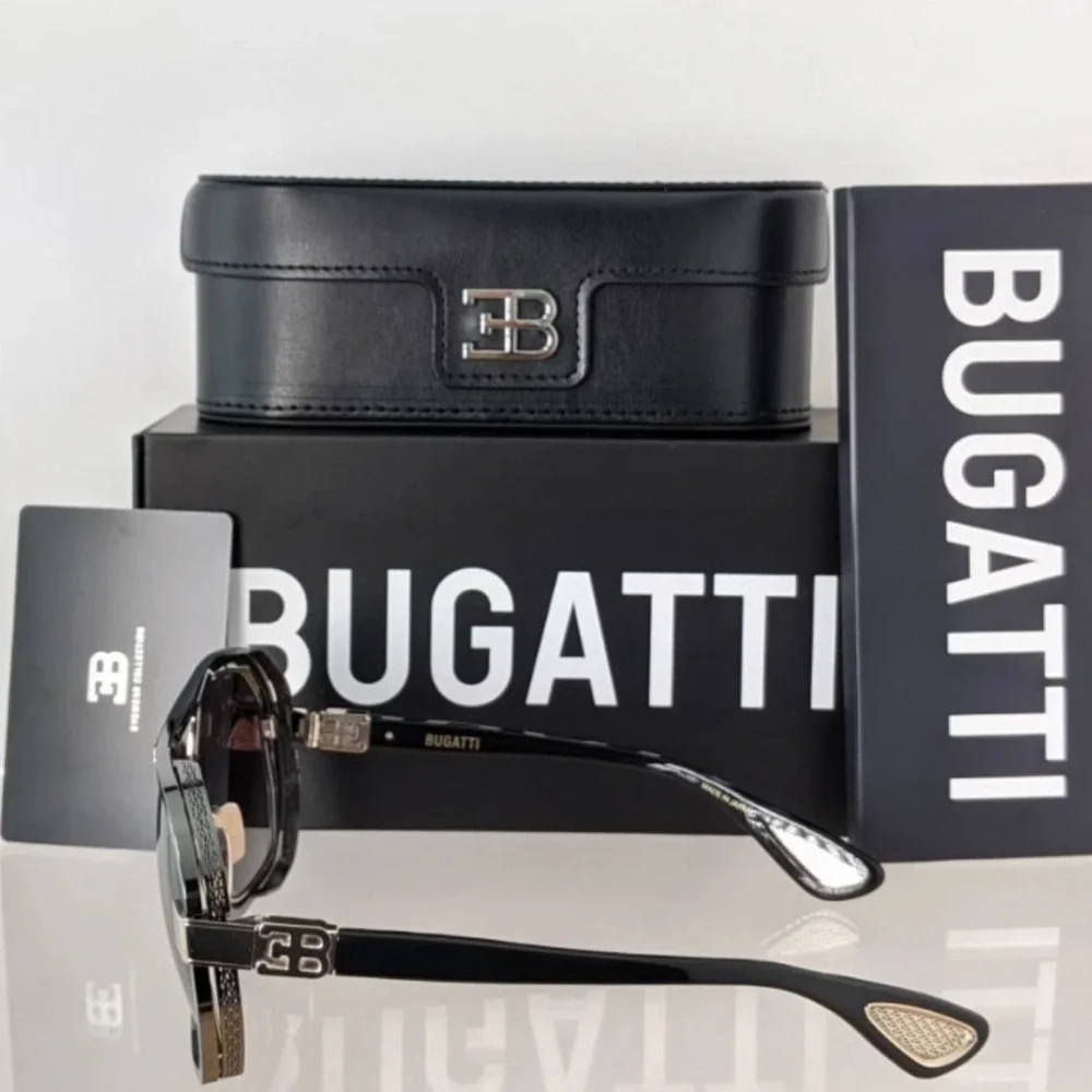 New! BUGATTI 08-GM/WG Stylish Gunmetal White Gold Sunglasses, Authentic